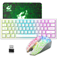 1 x RAW Customer Returns 2.4GHz Keyboard Mouse Gaming Set Wireless Illuminated, 61 Keys Rainbow 3800mAh Rechargeable Mechanical Feel Keyboard, 2400 DPI Rainbow Light LED 6 Buttons Mouse, Compatible PS4 PS5 Xbox - White - RRP €40.9