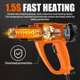 1 x RAW Customer Returns Professional Heat Gun 2000W, SEEKONE Hot Air Gun 60-600 Adjustable Temperature, 2 Air Flow, Overload Protection, Ceramic Heating Core, Ring Handle, 7 Accessories - RRP €32.45