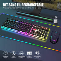 1 x RAW Customer Returns RedThunder K10 Wireless Keyboard and Mouse, AZERTY FRENCH, Black - RRP €59.99