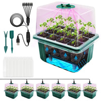 1 x RAW Customer Returns MQFORU Self-Watering Indoor Greenhouse Propagation Box with Plant Lamp, 6 Pieces 72 Cells Mini Greenhouse Propagation Set with 3 Light Settings Reusable Germination Trays Kits - RRP €25.99