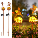 1 x RAW Customer Returns JOYCREATOR solar lamps for outdoors 2 pieces, metal solar lights garden IP65 waterproof set of 2, LED solar garden lights for outdoors rust decoration elf fairy garden plug balcony terrace flowerpot path - RRP €26.97