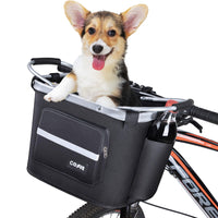 1 x RAW Customer Returns COFIT Bicycle Basket Front Removable Dog Basket Bicycle Foldable for Pet Shopping Commuter Camping and Outdoor Storage Bag Black with Side Pockets - RRP €41.99