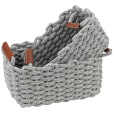 3 x Brand New NGOSUET Set of 3 Cotton Storage Baskets, Rope Baskets Organizers with Handle, Storage Knitted Basket for Bedroom, Living Room, Storage of Small Household Items Gray  - RRP €65.31