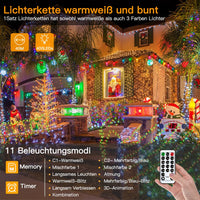 1 x RAW Customer Returns Ollny outdoor fairy lights 40M - 400 LED fairy lights inside warm white and colorful 4 in 1 Christmas tree fairy lights outside power with remote control timer, outdoor fairy lights 11 modes Christmas lights - RRP €15.12