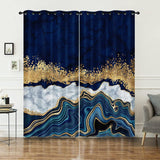 1 x Brand New HOSIMA Gold Blue Textured Curtains, Eyelet Curtains, Set of 2 Curtains, Gold Blue Textured Print, Curtains for Kids and Teens Rooms Gold Blue Textured S  - RRP €20.4