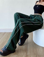 1 x Brand New GRMLRPT Women s Cargo Pants Y2K Baggy High Waist Wide Leg Low Waist Aesthetic Vintage Oversized Harajuku 105s Casual Pants Streetwear Track Pants Teenager Girls Elastic Waist Wide Green, L  - RRP €27.6