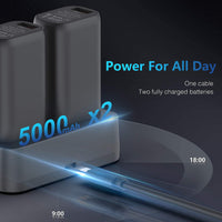 1 x RAW Customer Returns TNTOR - 10000mAh Power Bank Charging Dock Set, 2 Pack 5000mAh Ultra Mini USB C Power Bank with Mini Dual Charging Station, Compatible with iPhone Samsung Galaxy Huawei and Cameras - Black - RRP €29.99