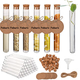 1 x RAW Customer Returns Faburo 100 test tubes with corks, 16 x 100 mm 14 ml test tubes, test tubes with corks with 100 pieces of kraft paper tags 30 m hemp rope 1 piece of funnel, for DIY craft candy liquids spices flowers - RRP €20.16