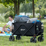 1 x RAW Customer Returns Portal Beach Cart, Folding Cart with Quick Release Wheels Side Pocket Cup Holder Transport for Garden Beach Outdoor Shopping Campaign, 128L Cart 100kg Capacity - RRP €109.99