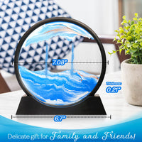 3 x Brand New Sand pictures for rotating table decoration, flowable dynamic sand painting, art picture sand scene in motion round glass 3D deep sea for adults children relaxation and decompression in the office orange  - RRP €27.18