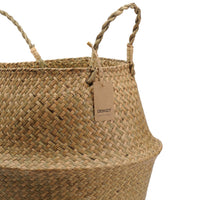 1 x RAW Customer Returns DOKOT Natural Basket Seagrass Storage Basket Flowerpot Woven Laundry Basket With Handle, Foldable Belly Basket Toy Storage - RRP €30.31