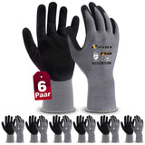 2 x RAW Customer Returns 6 pairs of work gloves with grip for men, with non-slip nitrile coating, mechanic gloves, assembly gloves with optimal grip fine touch, gardening gloves for women, size 9 L - RRP €43.54