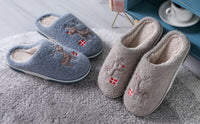 2 x Brand New Vunavueya women s winter plush slippers men s flat slippers warm lined mules soft comfortable cotton slippers shoes blue -C 40 41 EU 42-43CN - RRP €49.9