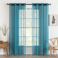 1 x RAW Customer Returns MIULEE Voile with Eyelets Curtain Sheer Transparent Made of Voile Polyester Eyelet Curtain Transparent Living Room Airy Decorative Curtain for Bedroom Set of 2 140 X 245 cm W x H , Grommet Top Blue - RRP €30.49