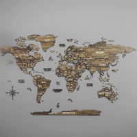 1 x RAW Customer Returns Colorfull Worlds NEW 3D Wooden World Map, Multilayer Travel Map with Capital Cities, Wall Decor for New Home, Gift for Traveler, Office Decoration L, Vega  - RRP €129.16