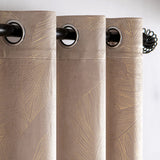 1 x RAW Customer Returns MIULEE Velvet Curtains with Gold Foil Leaves Pattern, 2 Pieces Beige Velvet Curtains with Eyelets, Each 280 cm High, Super Soft Velvet Curtain Opaque for Decoration Living Room Bedroom, Beautiful Velvet Curtain - RRP €44.36