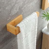 1 x RAW Customer Returns YIGII Wooden Towel Rack for Bathroom and Kitchen, Bamboo Towel Rack for Bathroom and Kitchen, Wooden Towel Rack without Drilling 19.6cm  - RRP €20.4