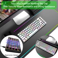 1 x RAW Customer Returns RGB Gaming Keyboard and Mouse Set Small, 68 Keys Red Switch 60 Mini Chroma Mechanical Keyboard, 6400DPI Lightweight Programmable Honeycomb Mouse, USB Cable, Compatible with Windows Mac PS4, White - RRP €58.99