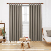 1 x RAW Customer Returns Deconovo Blackout Curtain Loops Curtains Opaque Thermal Curtain Opaque Loops, 245 x 140 cm Height x Width , Taupe, Set of 2 - RRP €41.95