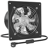 1 x RAW Customer Returns HG Power 200mm exhaust fan 980m h bathroom fan quiet with return flap powerful wall fan with EU plug for kitchen bathroom garage basement, black - RRP €40.33