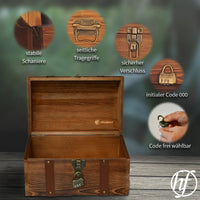 1 x RAW Customer Returns Heimfreude treasure chest Blackbeard 30x18.5x18.5cm made of solid pine wood with lock for a gift, decorative wooden box for storage or as a treasure chest for a treasure hunt - RRP €38.27