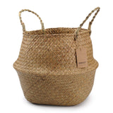 1 x RAW Customer Returns DOKOT Natural Basket Seagrass Storage Basket Flowerpot Woven Laundry Basket With Handle, Foldable Belly Basket Toy Storage - RRP €19.99