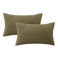 1 x Brand New MIULEE Corn Stripe Cushion Cover Soft Decorative Pillowcases Corduroy Polyester Granule Cushions for Room Sofa Chair Bed Living Room Bedroom 30x50cm 2 Pieces Olive Green - RRP €13.51