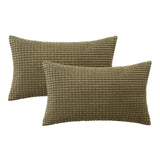 1 x Brand New MIULEE Corn Stripe Cushion Cover Soft Decorative Pillowcases Corduroy Polyester Granule Cushions for Room Sofa Chair Bed Living Room Bedroom 30x50cm 2 Pieces Olive Green - RRP €13.51