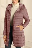 1 x RAW Customer Returns Giolshon Daman Lightweight Quilted Jacket Puffer Coat, Long Hooded Transition Jacket Cotton Filling Slim Fit 320 Pink L - RRP €50.41