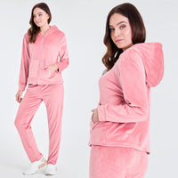 1 x RAW Customer Returns CityComfort Women s Tracksuit, Velor Jogging Suit Women s Set with Hoodie and Jogging Bottoms - Loungewear Set for Women Pink, M  - RRP €19.88