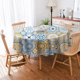 3 x Brand New Round tablecloth 150cm outdoor tablecloth, Morocco waterproof tablecloth washable and wipeable country style antifouling camping tablecloth is suitable for dining table, coffee table, garden table - RRP €38.97