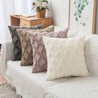 2 x Brand New MIULEE Set of 2 Soft Plush Cushion Covers in Wool and Suede with Diamond Patterns on Two Sides Decorative Pillowcase for Living Room Bedroom Sofa 40x40 cm Milk White - RRP €38.4