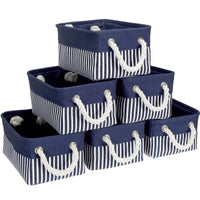 1 x Brand New Dicunoy 6 Pack Canvas Storage Baskets, Small Fabric Baskets for Shelves, Decorative Empty Gift Basket with Rope Handles for Classroom, Office, School, Closet, Toy, Sock - RRP €14.2