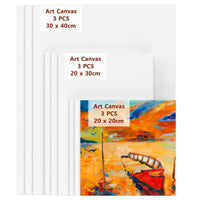 1 x RAW Customer Returns Canvas for painting set made of 100 cotton 9 pieces pre-stretched white artist canvases for painting structural paste canvas painting cardboard - suitable for acrylic oil paints beginner student artist - RRP €18.99