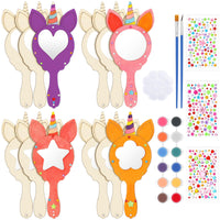 1 x Brand New Jostift Pack of 30 DIY Unicorn Wooden Mirror Crafts for Children, Unicorn Crafts, Children s Birthday Crafts, Princess Unfinished Hand Mirrors for Children Gift Party - RRP €20.4