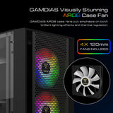 1 x RAW Customer Returns ZEUS GAMDIAS ATX Mid Tower Gaming Computer PC Case with Side Tempered Glass, 4x 120mm ARGB Fans 5V RGB Motherboard Sync Excellent Airflow - RRP €80.21