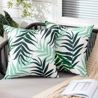 1 x RAW Customer Returns MIULEE Outdoor Cushion Cover Waterproof Cushion Waterproof Decorative Pillowcases Leaf Pattern Sofa Cushion Decorative Pillow for Garden Sofa Couch Living Room Bedroom Set of 2 50 x 50 cm Dark Green - RRP €20.16