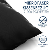 3 x Brand New Pillowcase 50x80 Black Set of 2 Microfiber Oeko-TEX Certified Dreamzie - Pillowcase 50x80 Soft - RRP €26.94