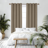 1 x RAW Customer Returns Deconovo Blackout Curtains Eyelet Thermal Curtains Opaque Curtains Winter Heat Protection, 214 x 107 cm Height x Width , Taupe, Set of 2 - RRP €40.49