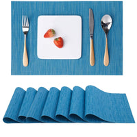 1 x RAW Customer Returns Myir Washable Plastic Placemats, Set of 8 Non-slip Heat Resistant Placemats, Placemats for Kitchen Table Blue  - RRP €18.89