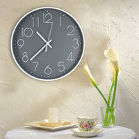 1 x RAW Customer Returns Outpicker Modern Wall Clock, Metal, 30cm, Silent, Quartz Wall Clock for Home Kitchen Office Silver White  - RRP €20.09