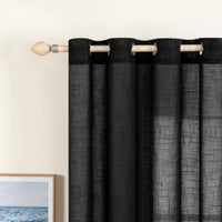 3 x Brand New MIULEE Cross Linen Curtains Pure Color Translucent Bedroom Curtains Modern Transparent Decoration for Window Living Room Bedroom Dining Room Kitchen Living Room 2 Sheets 140x1460cm Black - RRP €51.42