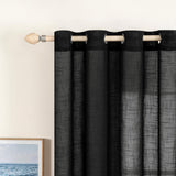 3 x Brand New MIULEE Set of 2 Imitation Linen Window Sheer Curtains Transparent Decorative Eyelet Window Voile Drapery Elegant Vintage Interior for Bedroom Living Room Office 140X215CM LxH Black - RRP €69.72