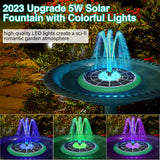 1 x RAW Customer Returns SZMP Solar Fountain for Outdoor Use 5W DIY Solar Pond Pump 2024 Upgraded, Colorful LED Solar Fountain with 4000mAh Battery, 8 Spray Effects, Solar Floating Fountain Pump for Garden, Pond, Bird Bath - RRP €30.24