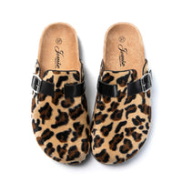 1 x RAW Customer Returns JOMIX Women s Winter House Slippers Women s Closed Slippers Clogs for Women Women s Closed House Slippers with Buckle, Leopard, 39 EU - RRP €25.63