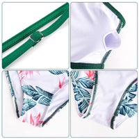 1 x RAW Customer Returns Nadeer Women s Swimsuit High Waist Bikini Set Ruffle Two Piece Tankini Swimwear Bikini Top Printed Swim Briefs - RRP €13.1