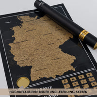 1 x RAW Customer Returns Scratch-Off Map of Germany Large 61 x 41 cm - Germany Map Scratch-off Map - Scratch-off Germany Map Gift - Travel Map Germany Map - Black and Gold Scratch off Germany Map Poster - RRP €35.28