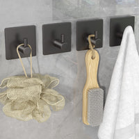 2 x RAW Customer Returns Giookuj Adhesive Hooks SUS304 Stainless Steel Towel Hooks without Drilling Wall Hooks Self-Adhesive Black for Hanging Coats, Hats, Umbrella, Clothes Bathroom, Kitchen, Bedroom 6 Packs - RRP €24.24