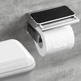 2 x RAW Customer Returns HITSLAM toilet paper holder without drilling, self-adhesive toilet paper holder with shelf, stainless steel toilet roll holder wall mounting, toilet paper holder roll holder with adhesive for bathroom silver - RRP €37.36