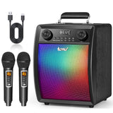 1 x RAW Customer Returns ALPOWL Karaoke Machine for Adults and Kids with 2 Wireless UHF Microphones, Portable Bluetooth Speaker PA System with LED Lights for Home Party, Wedding, Church, Picnic, Outdoor Indoor - RRP €69.99